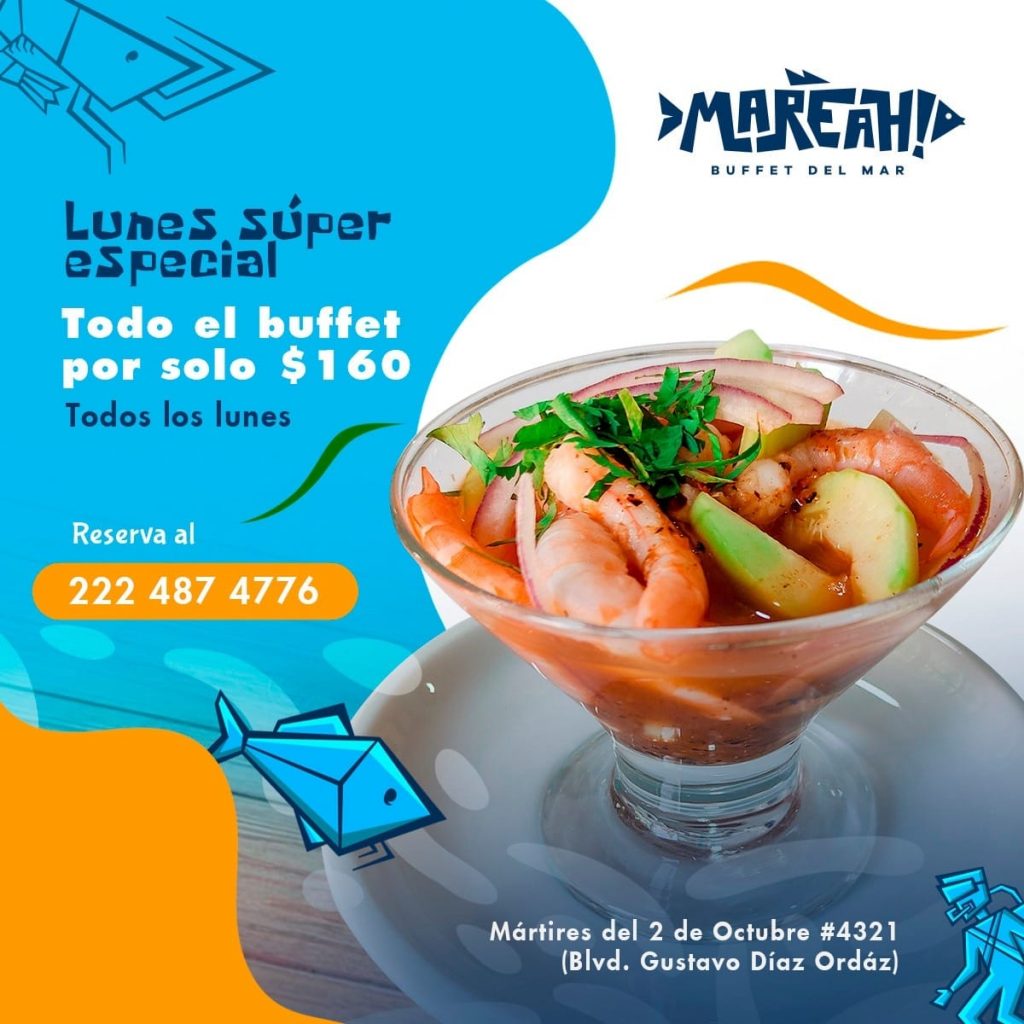 Restaurante de Mariscos Puebla Mareah Buffet del mar